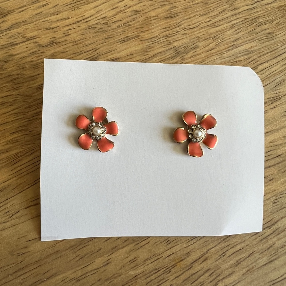 Pink Flower Stud Earrings